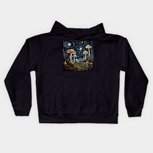 Starry Night Magic Mushroom Kids Hoodie